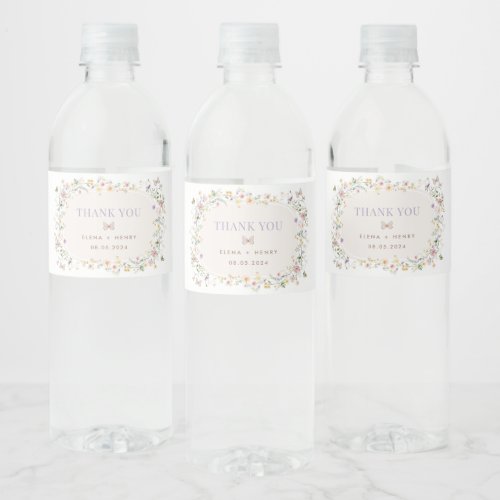 Elegant Wildflower Garden Fairytale Wedding Favors Water Bottle Label