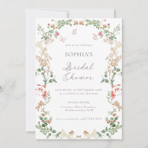Elegant Wildflower Garden Floral Bridal Shower Invitation