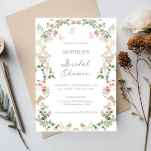 Elegant Wildflower Garden Floral Bridal Shower Invitation