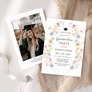 Elegant Wildflower Garden Graduation Party Invitation