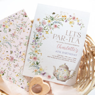 Elegant Wildflower Garden Tea Party Girl Birthday Invitation