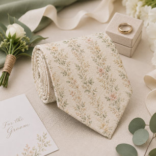 Elegant Wildflower Garden Wedding Neck Tie