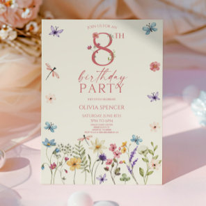 Elegant Wildflower GardenFloral 8th Birthday Party Invitation