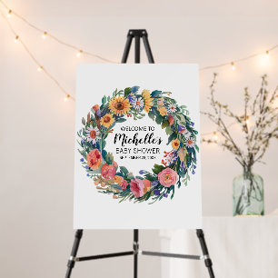 Elegant Wildflower girl baby shower welcome sign 