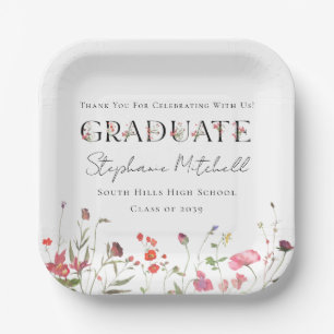 Elegant Wildflower Graduation Paper Plates