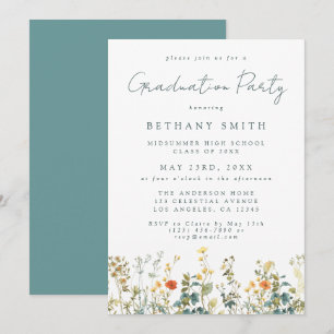 Elegant Wildflower Graduation Party Invitation