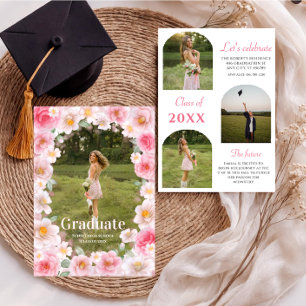 Elegant Wildflower Graduation Party photo Invitation