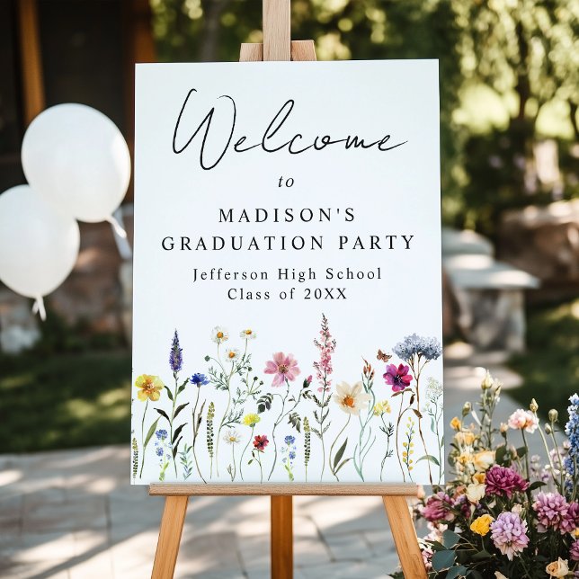 Elegant Wildflower Graduation Party Welcome Sign (Creator Uploaded)