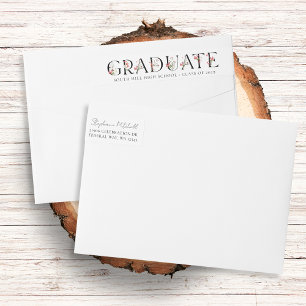 Elegant Wildflower Graduation Return Address Wrap Around Label
