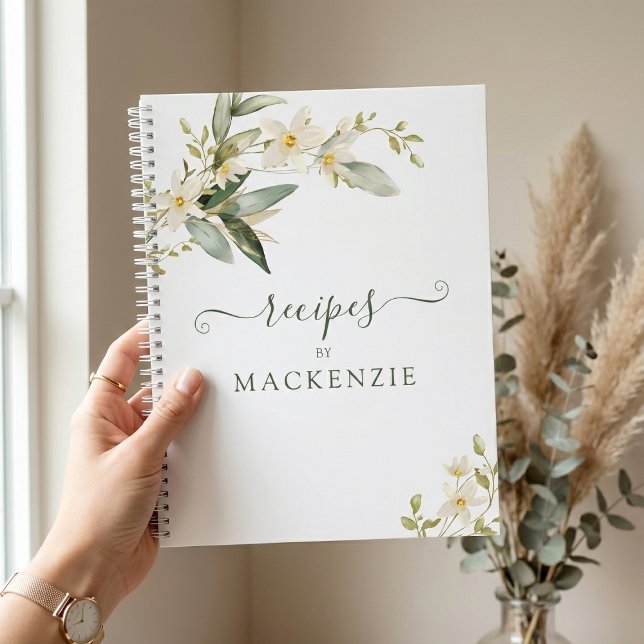 Elegant Wildflower Greenery Botanical Recipe Notebook (Creator Uploaded)