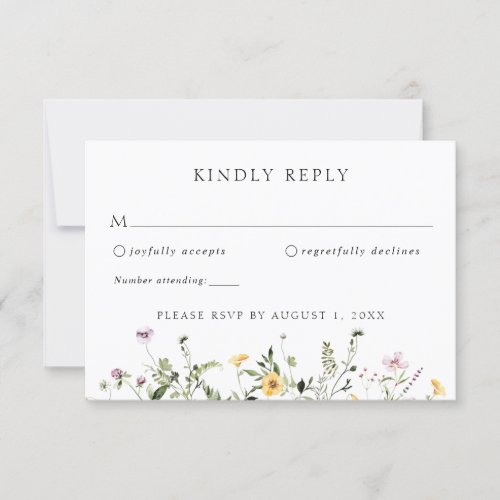 Elegant Wildflower Greenery Wedding RSVP Response  Invitation