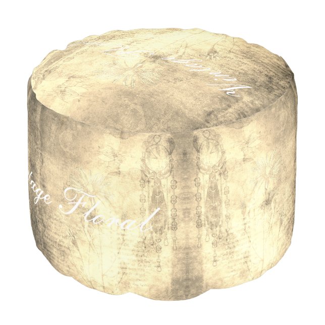 Elegant Wildflower Grunge Pouf (Angled Front)