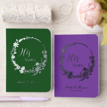 Elegant Wildflower His /Her Wedding Foil Vow Books