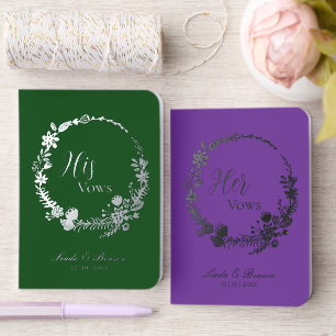 Elegant Wildflower His /Her Wedding Foil Vow Books