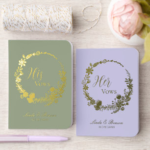 Elegant Wildflower His /Her Wedding Foil Vow Books