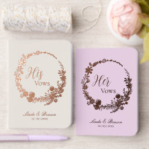 Elegant Wildflower His /Her Wedding Foil Vow Books