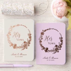 Elegant Wildflower His /Her Wedding Foil Vow Books
