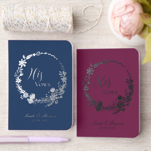 Elegant Wildflower His /Her Wedding Foil Vow Books