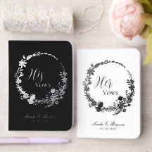 Elegant Wildflower His /Her Wedding Foil Vow Books