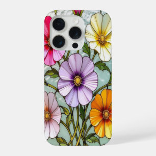 Elegant Wildflower iPhone Cover with Stained Glass