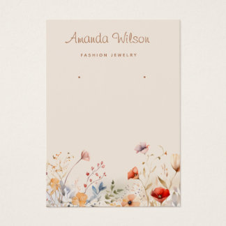 Elegant wildflower jewelry earring display card