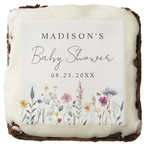Elegant Wildflower Meadow Baby Shower Brownie