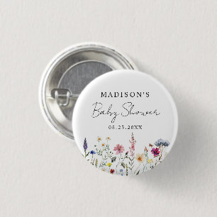 Elegant Wildflower Meadow Baby Shower Button