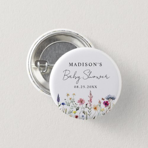 Elegant Wildflower Meadow Baby Shower Button