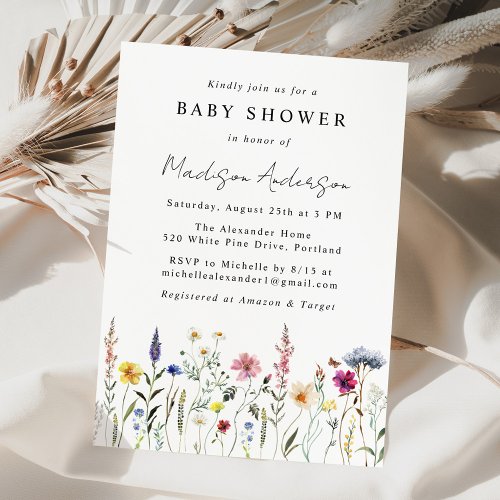 Elegant Wildflower Meadow Baby Shower Invitation