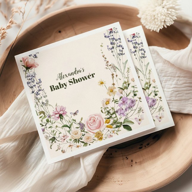 Elegant Wildflower Meadow Baby Shower Napkins (Creator Uploaded)