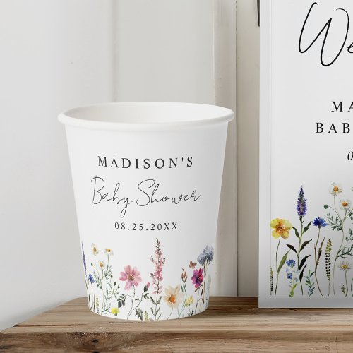 Elegant Wildflower Meadow Baby Shower Paper Cups
