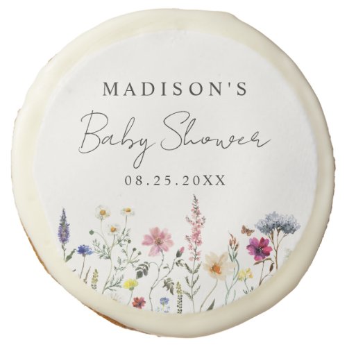 Elegant Wildflower Meadow Baby Shower Sugar Cookie