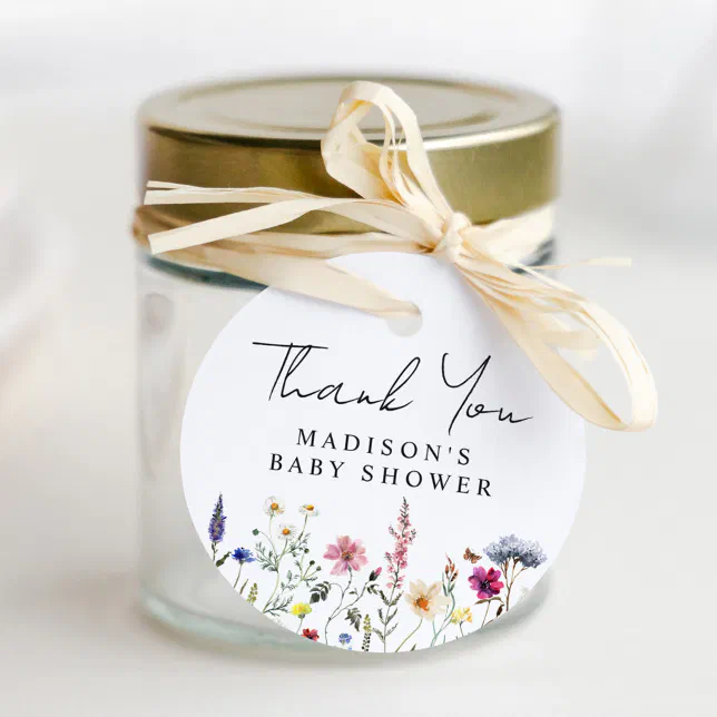 Elegant Wildflower Meadow Baby Shower Thank You Favor Tags | Zazzle