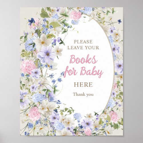 Elegant Wildflower Meadow blush books for baby Poster