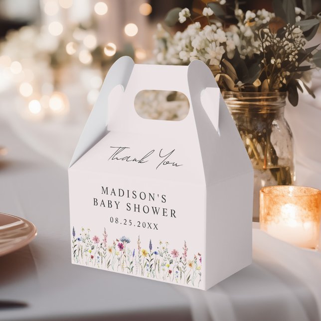 Elegant Wildflower Meadow Blush Pink Baby Shower Favor Boxes (Creator Uploaded)