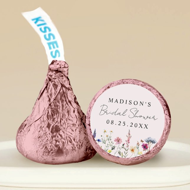 Elegant Wildflower Meadow Blush Pink Bridal Shower Hershey®'s Kisses® (Creator Uploaded)