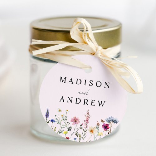 Elegant Wildflower Meadow Blush Pink Wedding Favor Tags