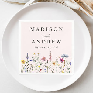 Elegant Wildflower Meadow Blush Pink Wedding Napkins