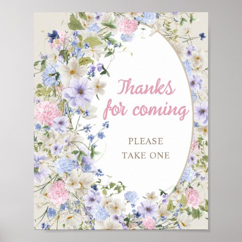 Elegant Wildflower Meadow Blush Thanks for coming Poster
