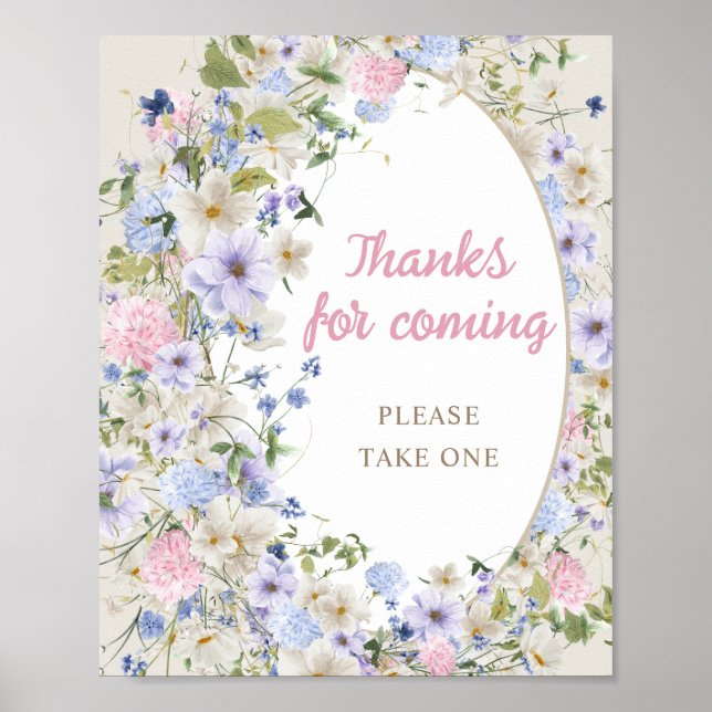 Elegant Wildflower Meadow Blush Thanks for coming Poster (Front)