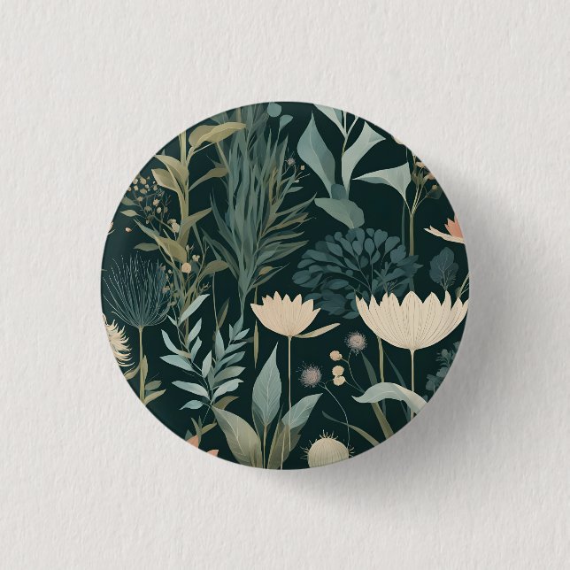 Elegant Wildflower Meadow Botanical Pattern  Button (Front)