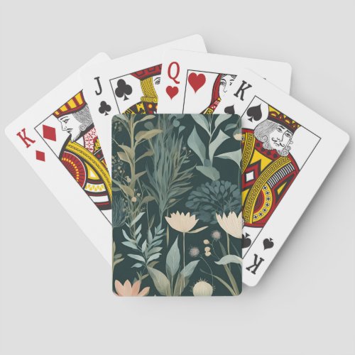 Elegant Wildflower Meadow Botanical Pattern in For Poker Cards