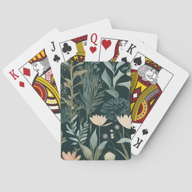 Elegant Wildflower Meadow Botanical Pattern in For Poker Cards (Back)