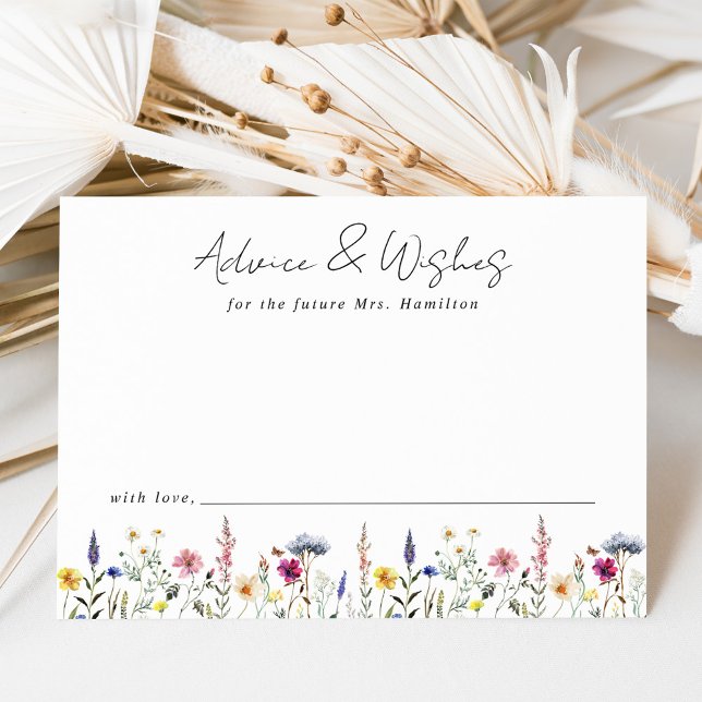 Elegant Wildflower Meadow Bridal Shower Advice Card (Creator Uploaded)