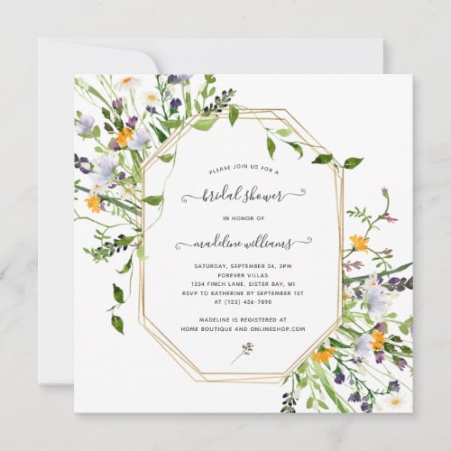 Elegant Wildflower Meadow Bridal Shower Invitation