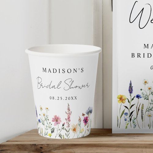 Elegant Wildflower Meadow Bridal Shower Paper Cups