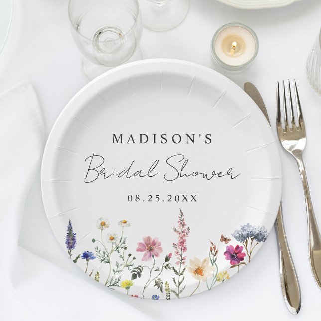 Elegant Wildflower Meadow Bridal Shower Paper Plates (Creator Uploaded)
