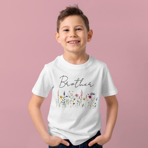 Elegant Wildflower Meadow Brother Baby Shower T_Shirt