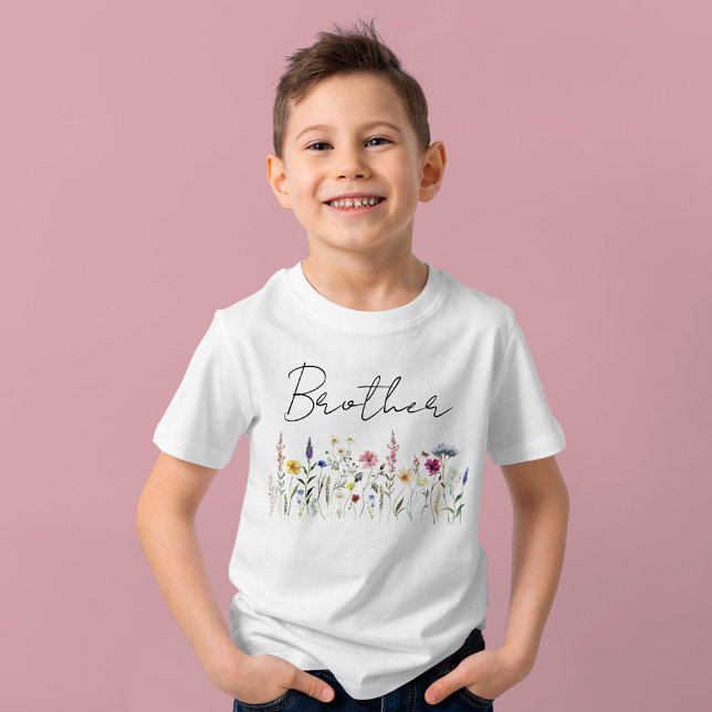 Elegant Wildflower Meadow Brother Baby Shower T-Shirt (Creator Uploaded)