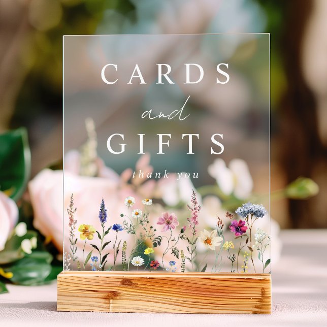 Elegant Wildflower Meadow Cards and Gifts Acrylic Sign (Please note: The wooden stand does not come with the sign. Zazzle sells a wood block stand.)